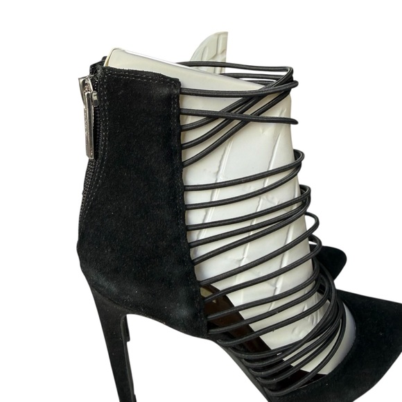 BCBGeneration Caliko Black Suede Stiletto Cage Heels Strappy Pumps Womens Size 9 - Picture 5 of 11